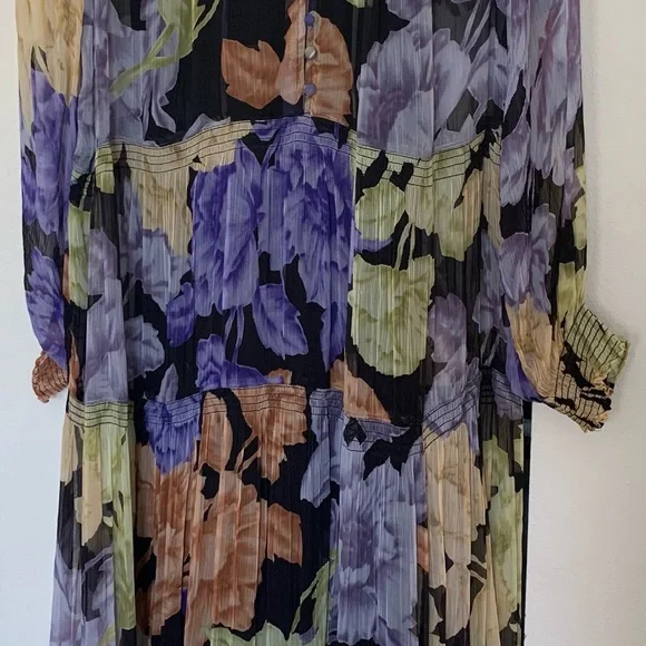 Anthropologie Marais Maxi Dress Purple and Orange Gown with Bishop Sleeves - Picture 4 of 6